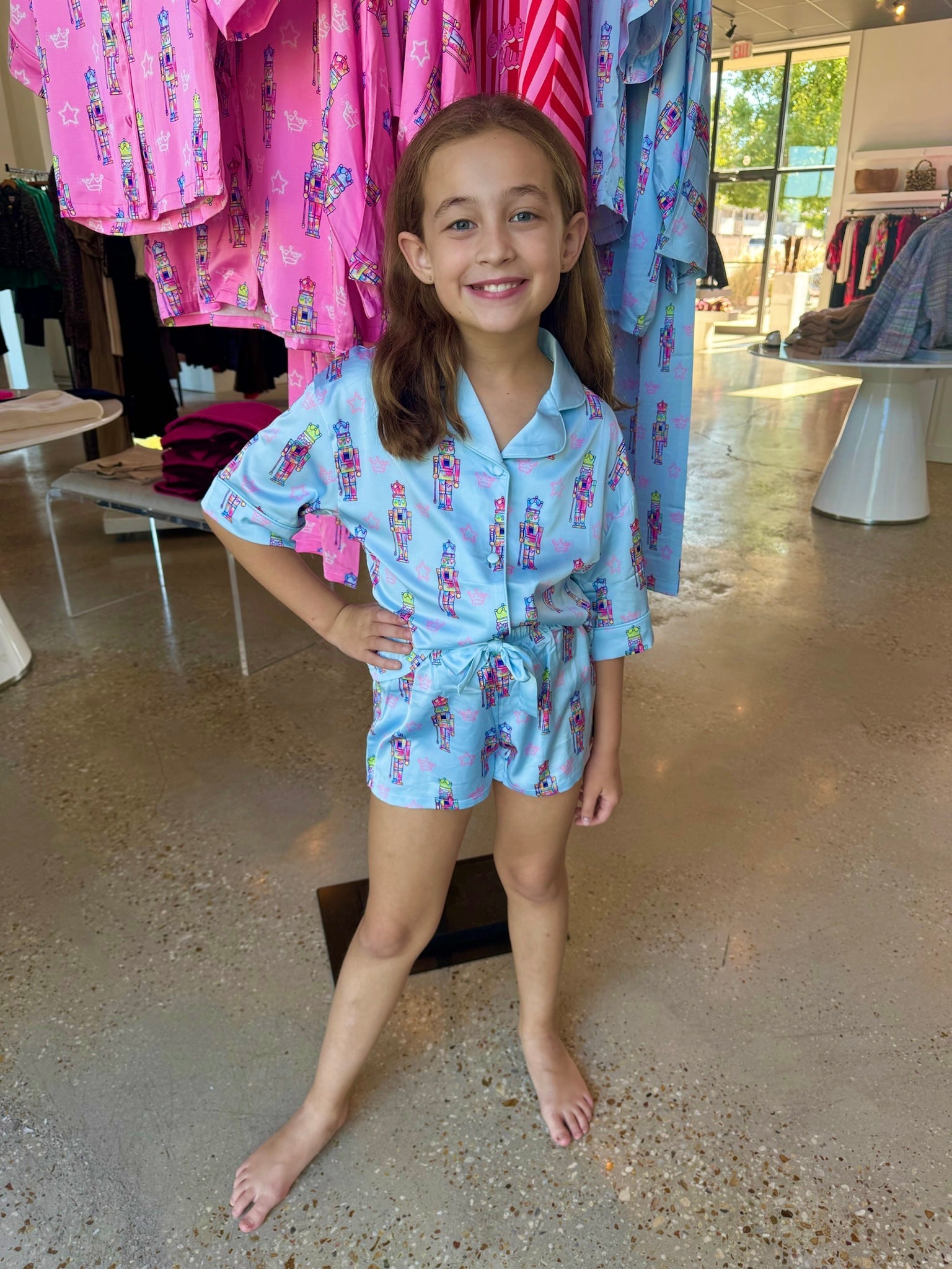 Kids Blue Silky Nutcracker Shorts Set - Amor Lafayette