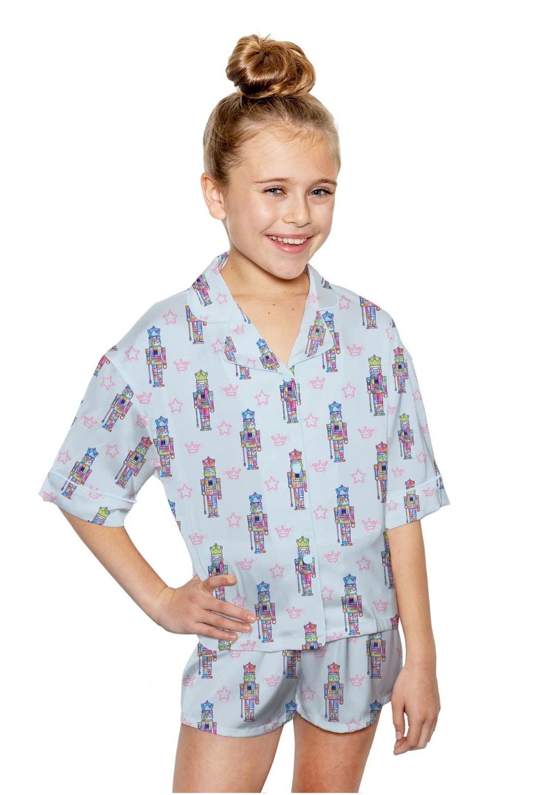 Kids Blue Silky Nutcracker Shorts Set - Amor Lafayette