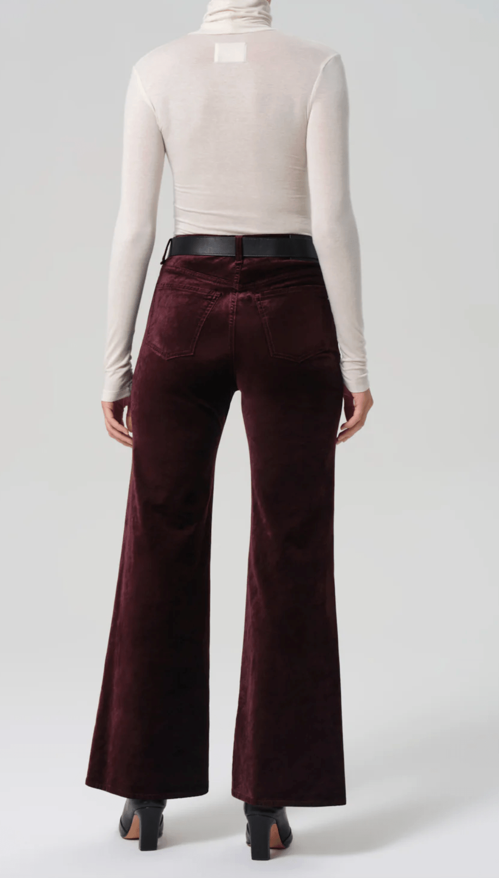 Kimberly 70's Flare In Burgundy Velvet - Amor Lafayette
