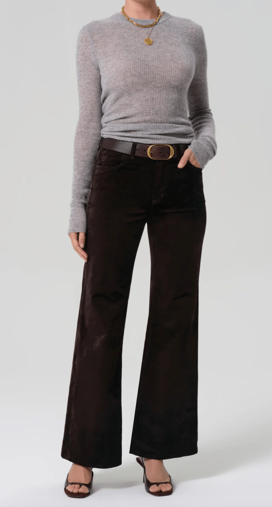 Kimberly 70's Flare In Espresso Velvet - Amor Lafayette