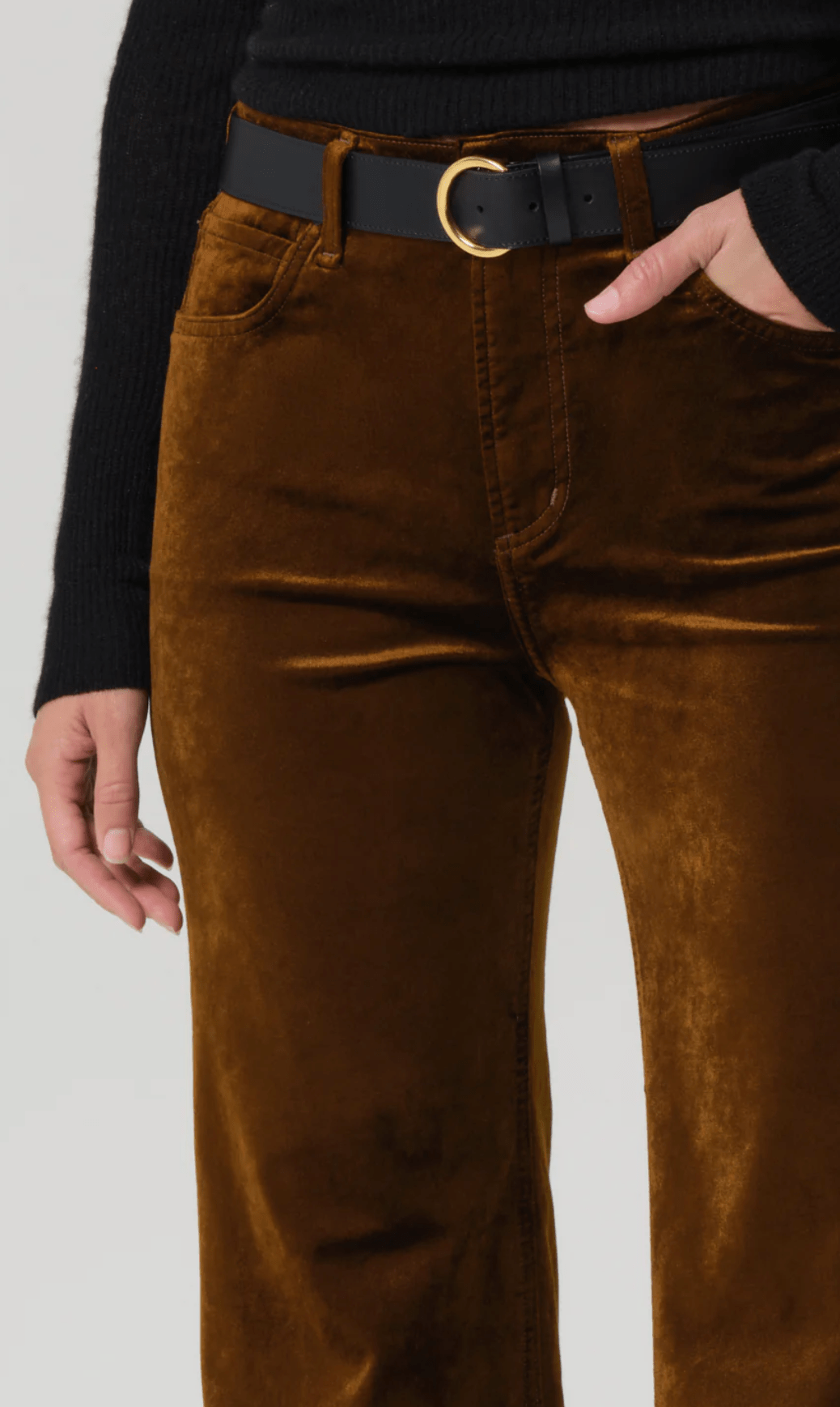 Kimberly 70's Flare In Golden Velvet - Amor Lafayette