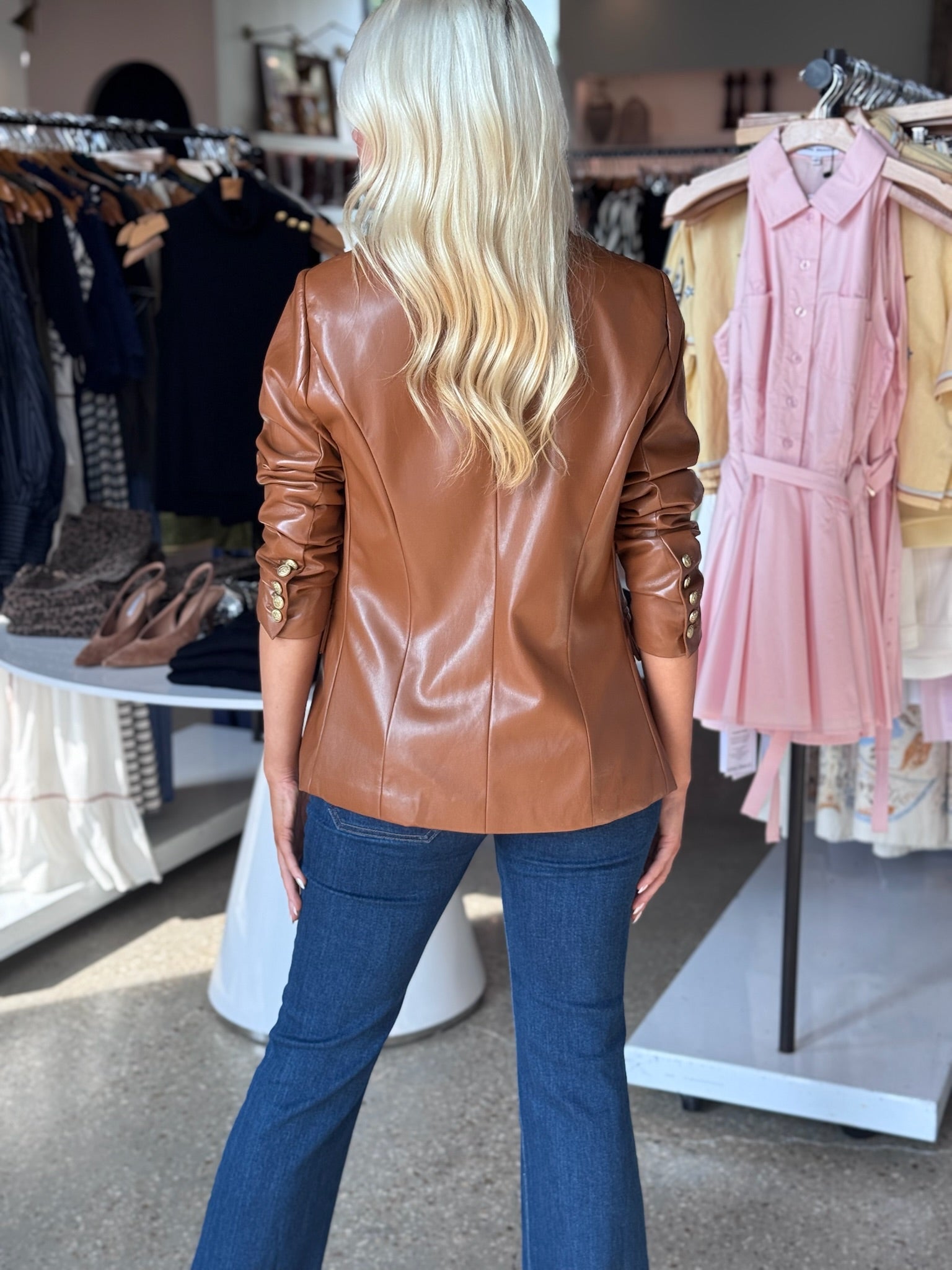 Kindra Jacket in Tobacco Vegan Leather - Amor Lafayette