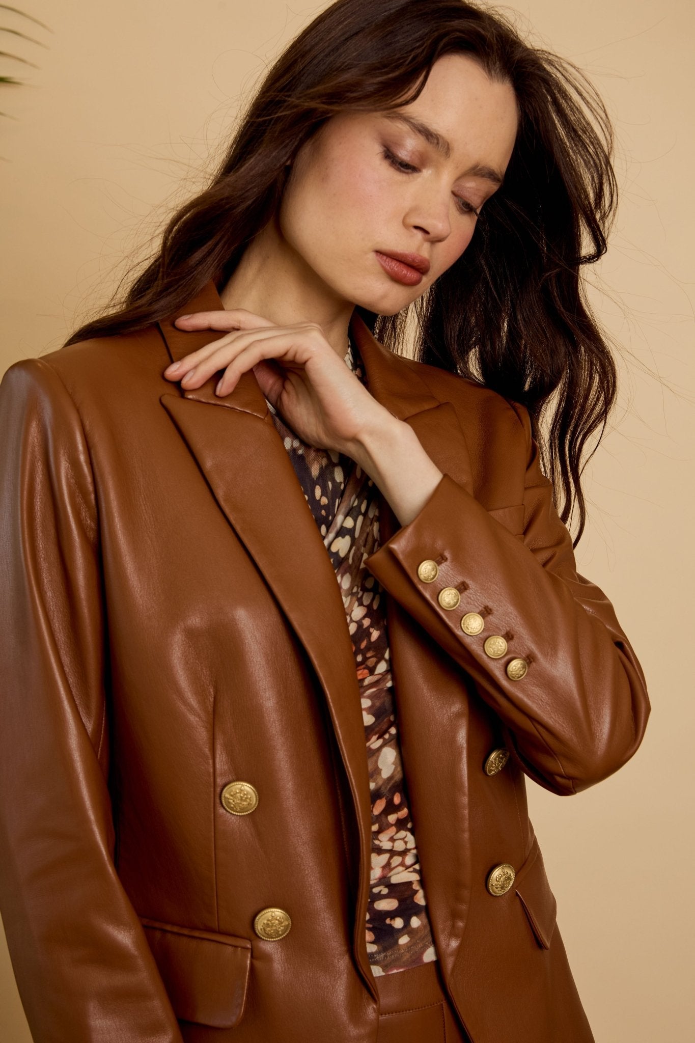 Kindra Jacket in Tobacco Vegan Leather - Amor Lafayette