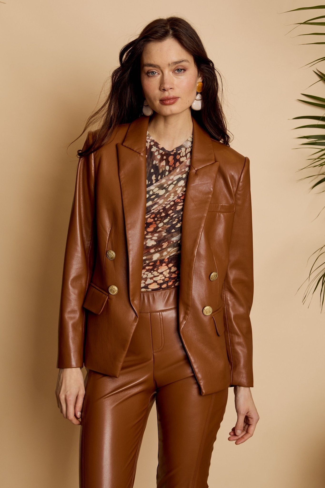 Kindra Jacket in Tobacco Vegan Leather - Amor Lafayette