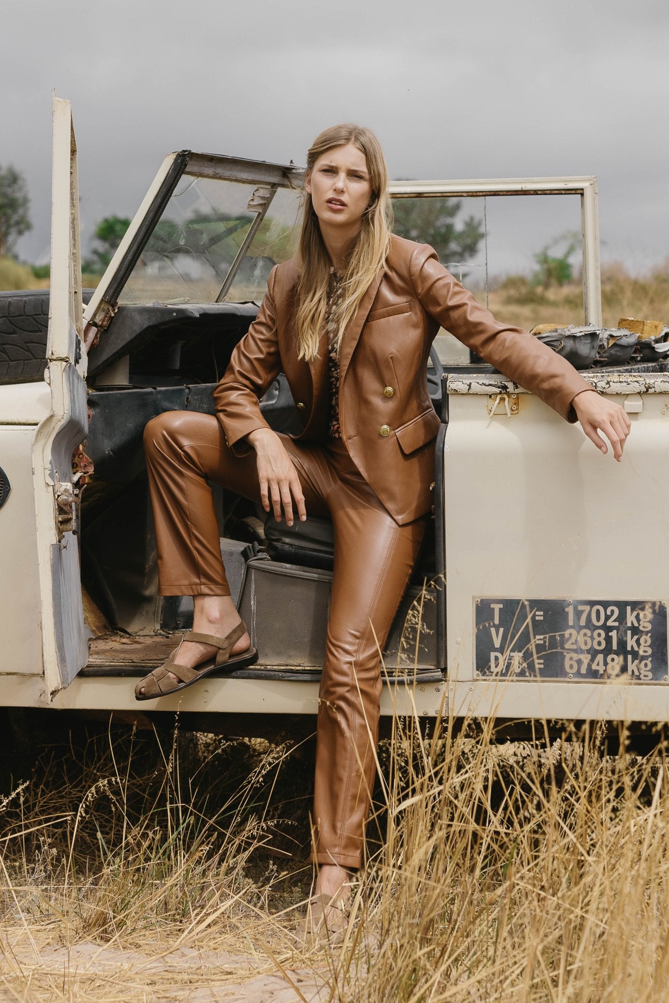 Kindra Jacket in Tobacco Vegan Leather - Amor Lafayette