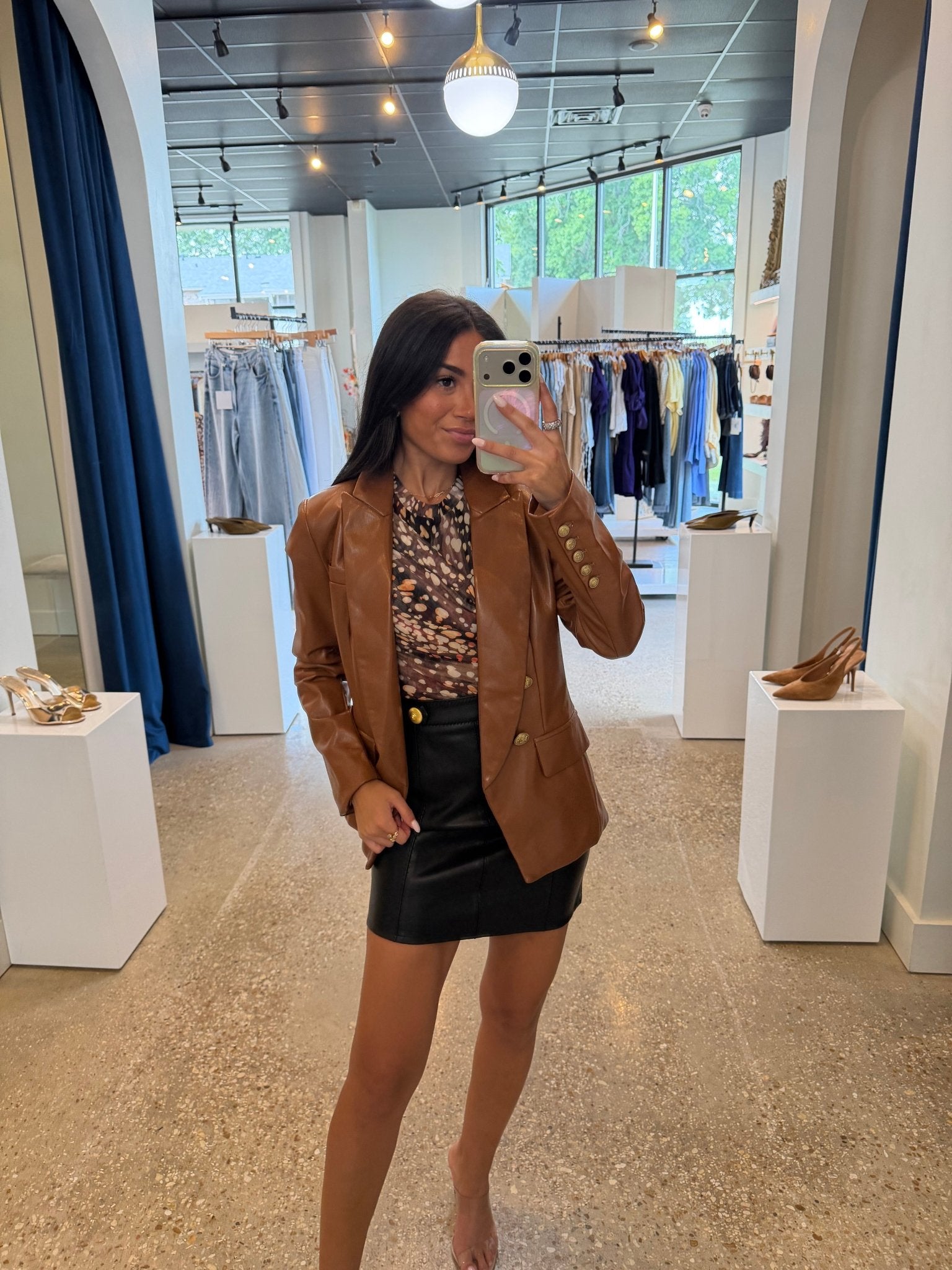 Kindra Jacket in Tobacco Vegan Leather - Amor Lafayette
