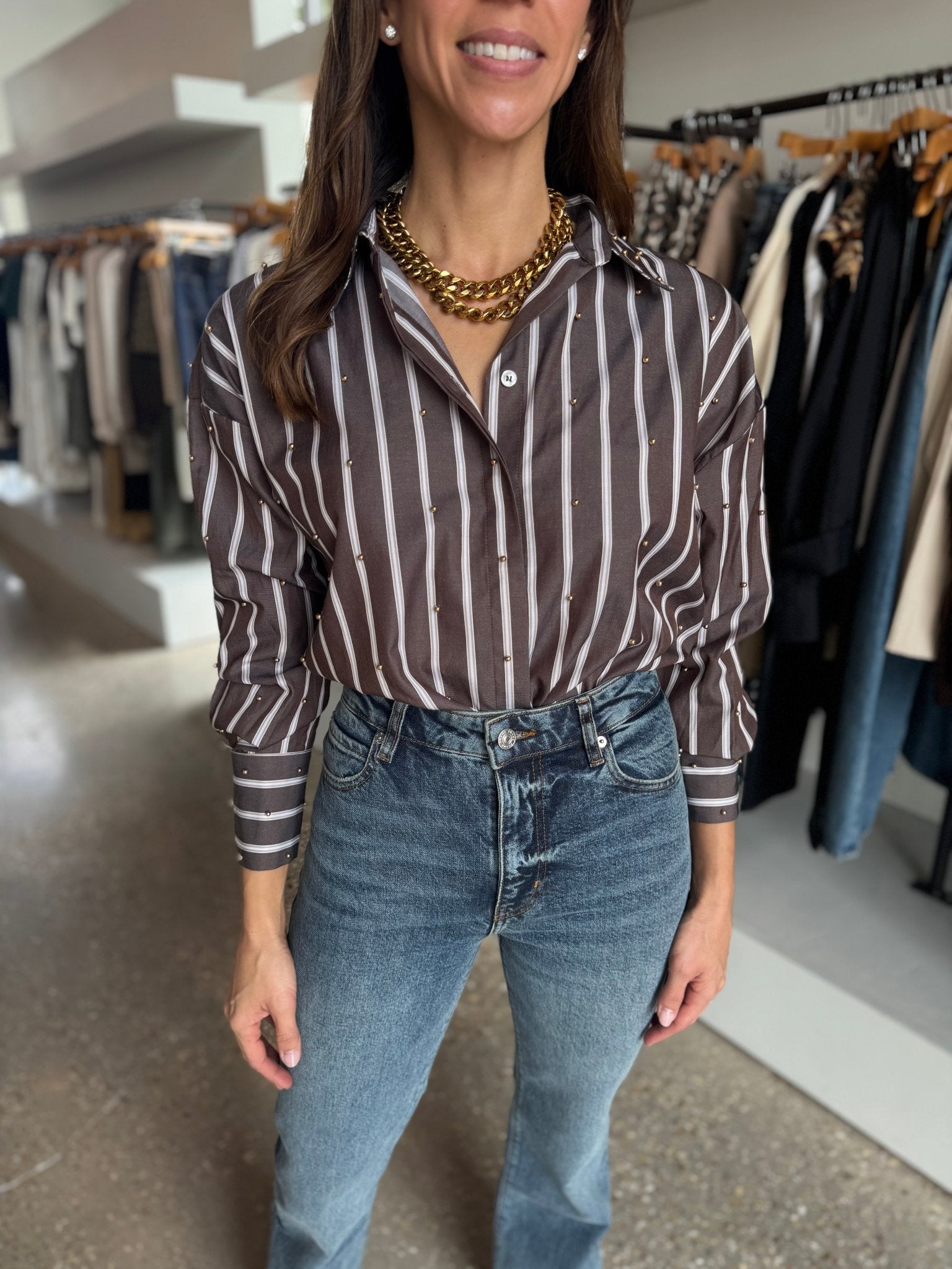 Koffee/Gold Echo Pearly Shirt - Amor Lafayette