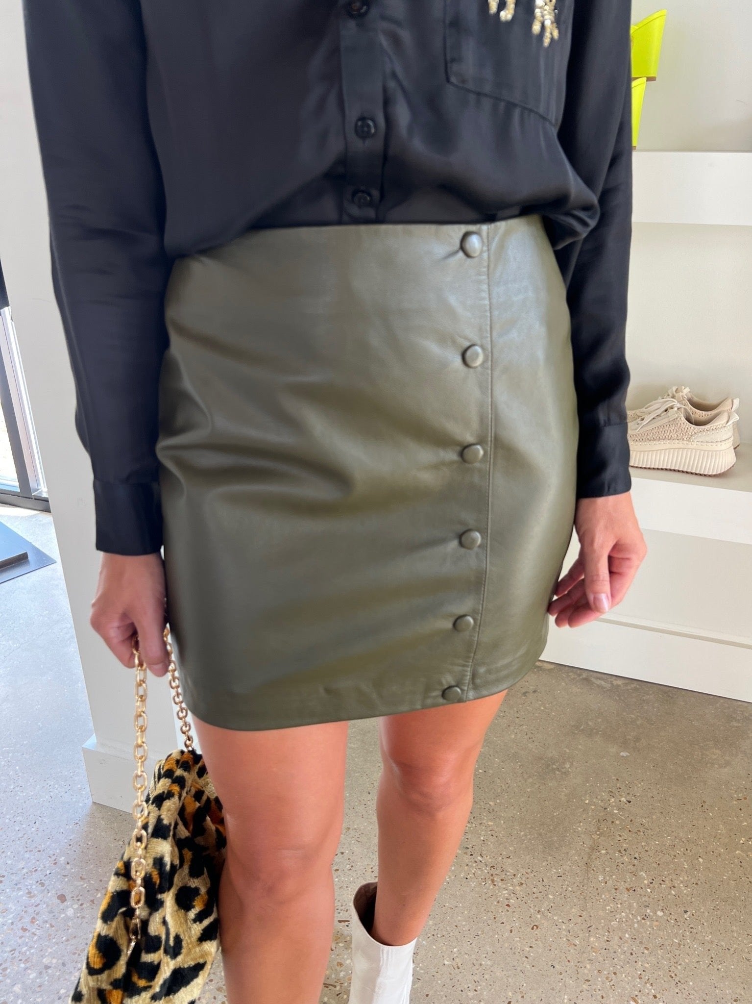 Kohlrabi Melli Leather Mini Skirt - Amor Lafayette