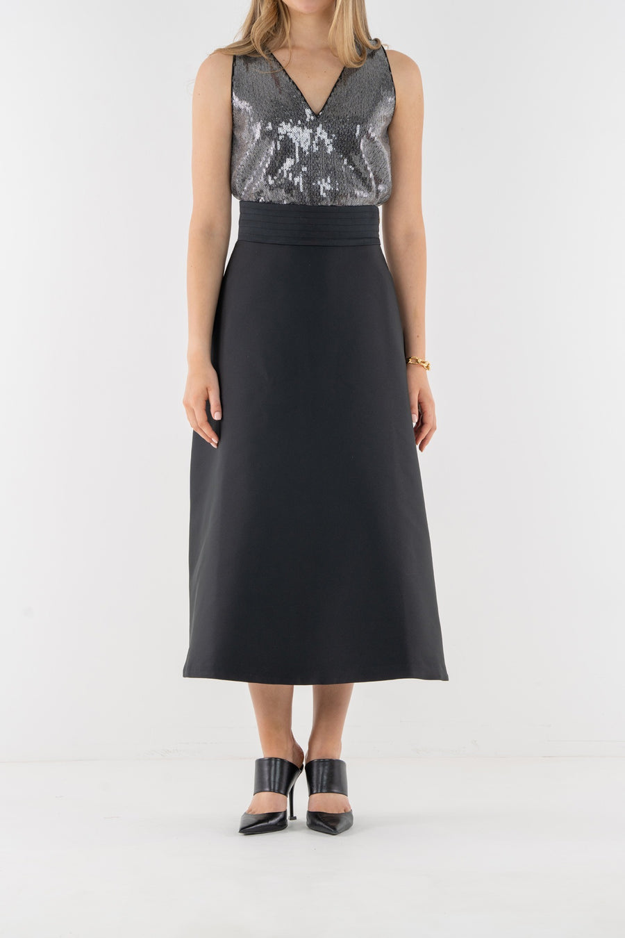 Sable Skirt - Black Tie Poly Silk