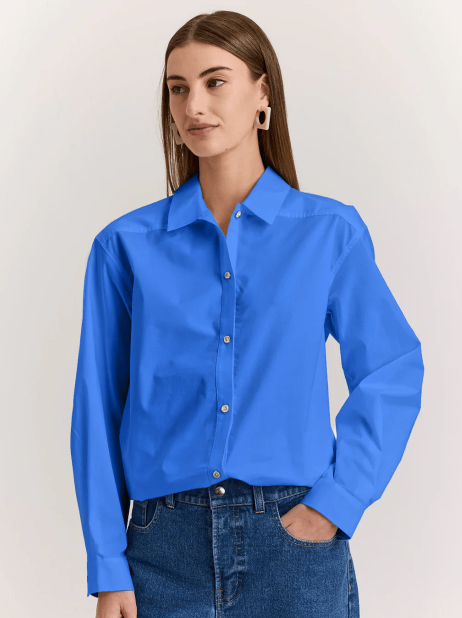 Lake Blue Long Sleeve Romy Top - Amor Lafayette