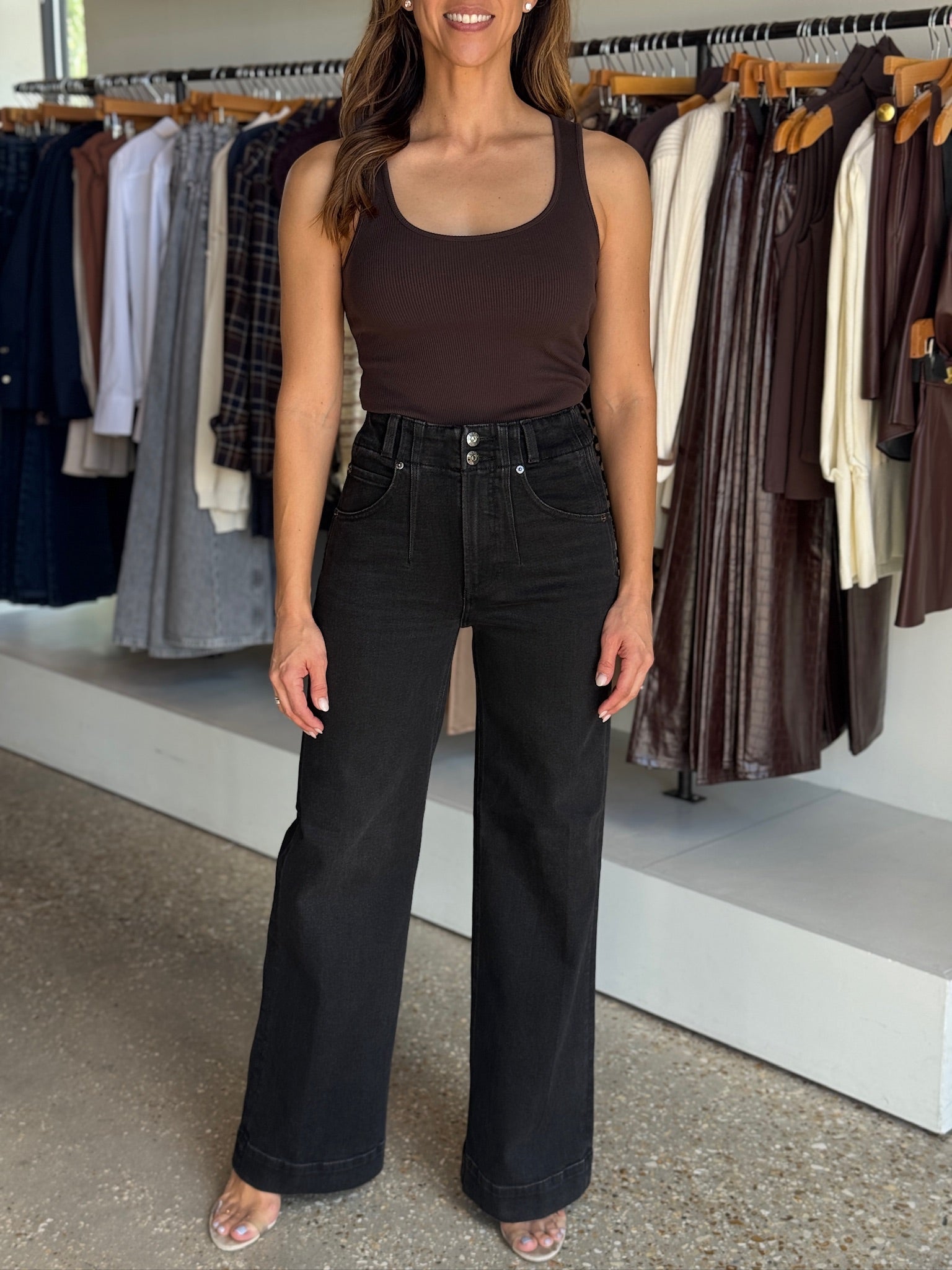 LANA HIGH RISE ULTRA WIDE LEG in Jetset - Amor Lafayette