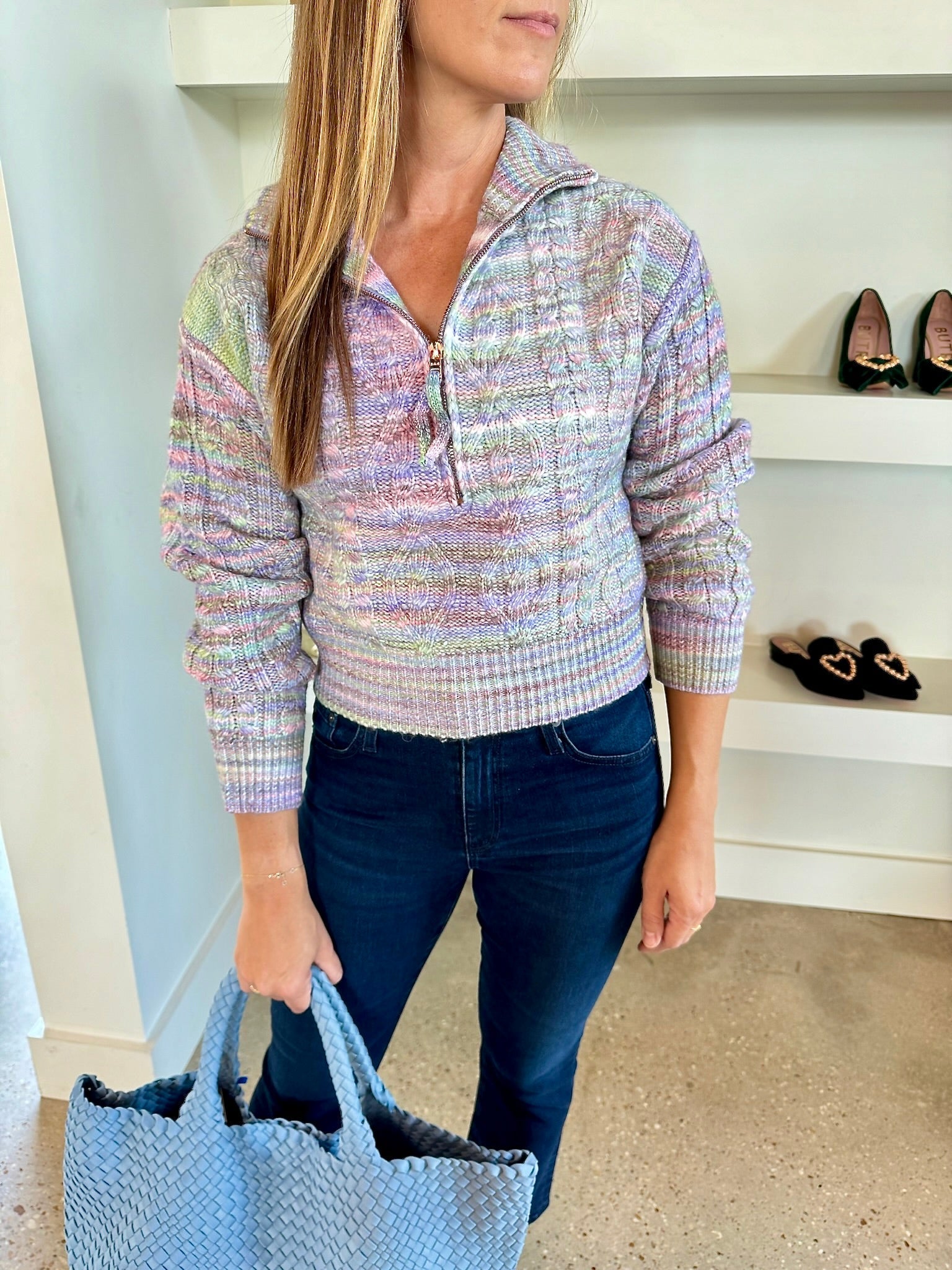 Lavender Multi Jackie Spacedye Zip Front Pullover - Amor Lafayette