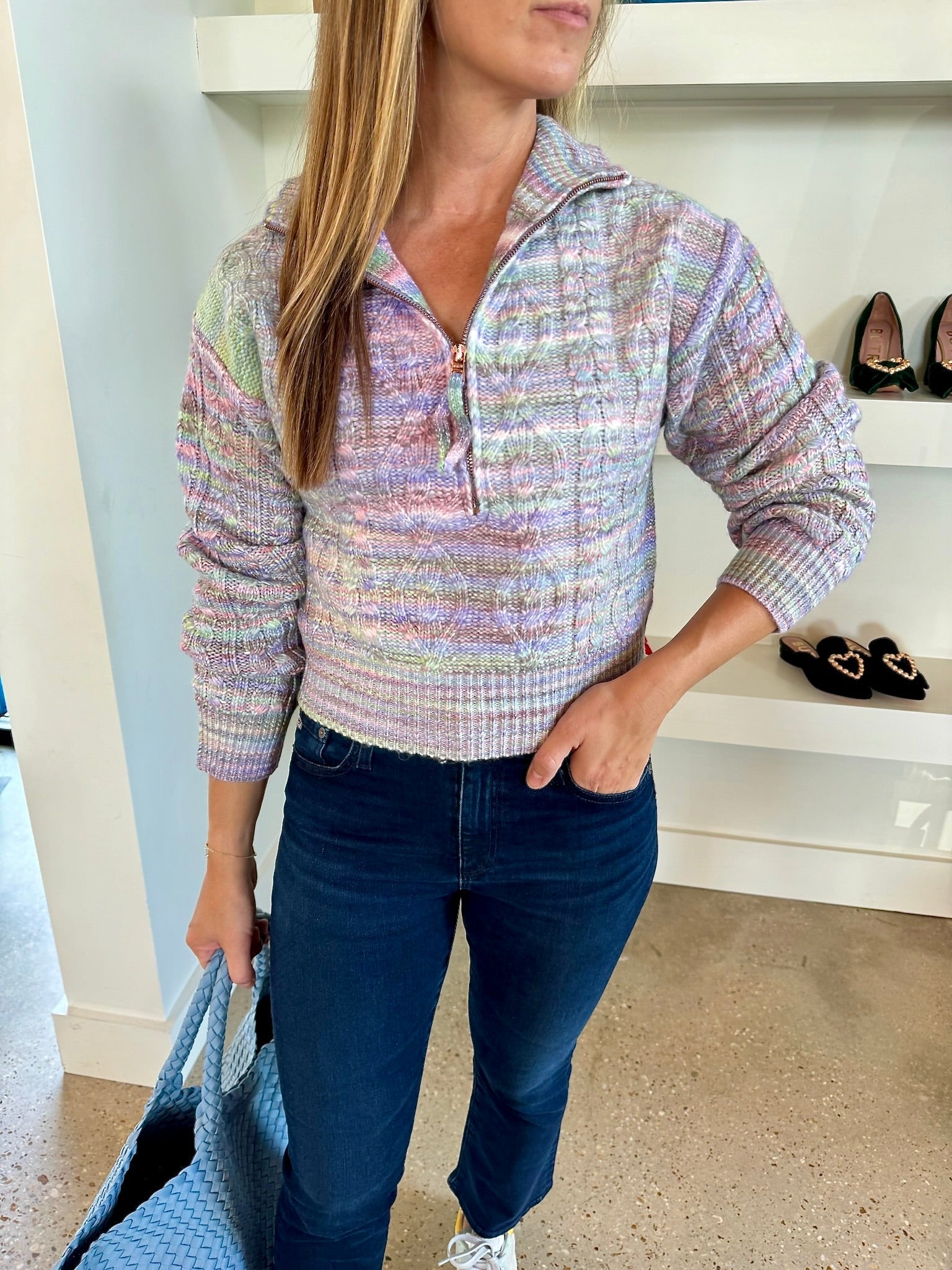 Lavender Multi Jackie Spacedye Zip Front Pullover - Amor Lafayette