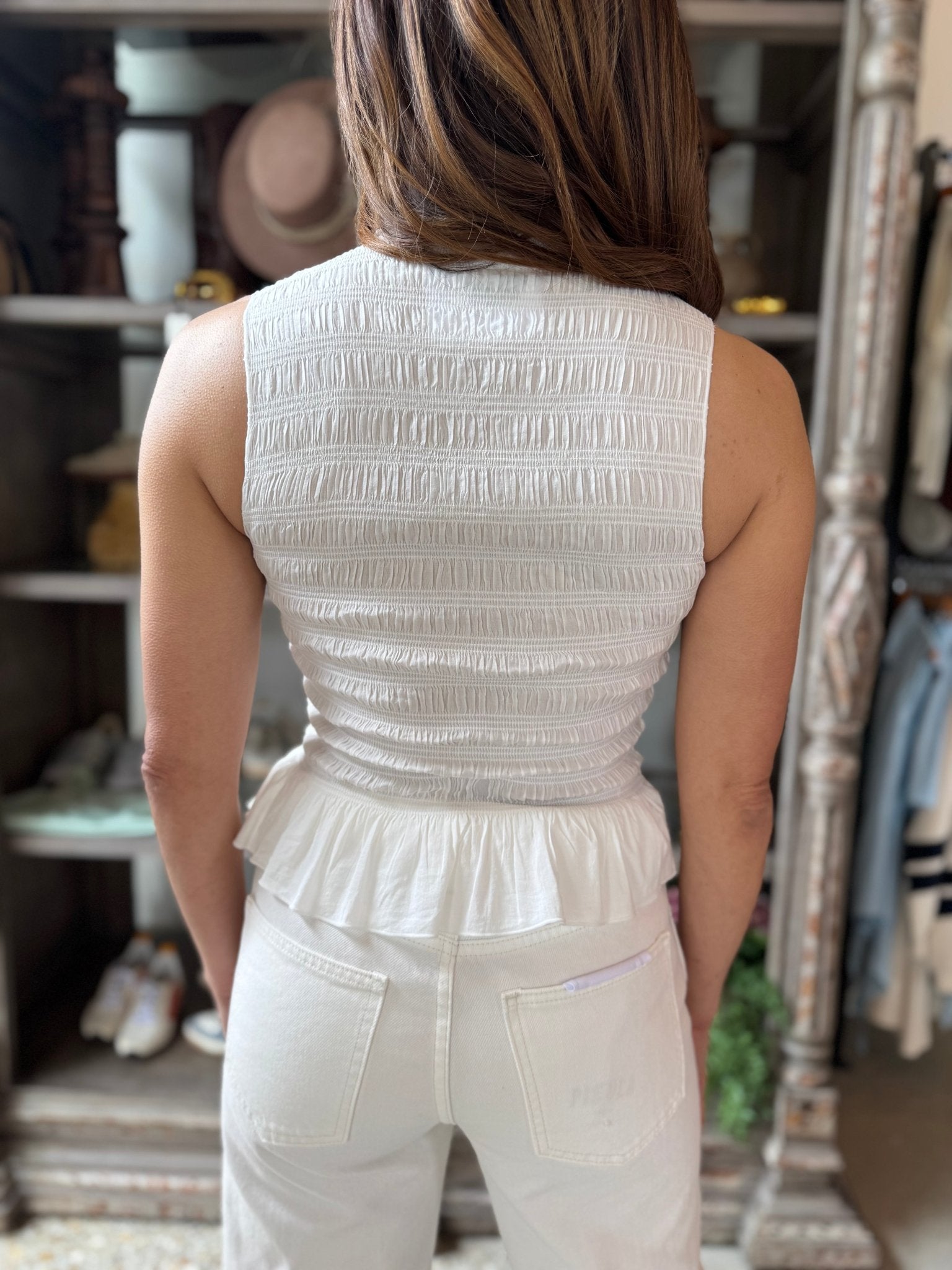 Le Blanc Phoebe Smocked Tank - Amor Lafayette