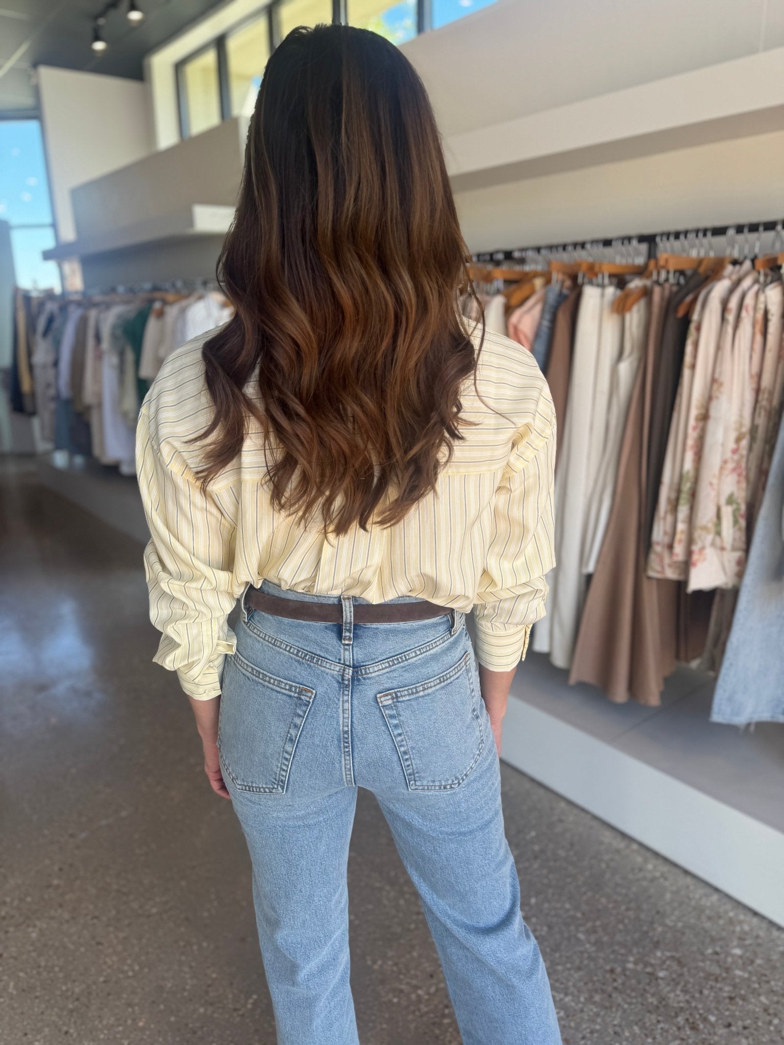 Lemon Tape Stripe Poplin Shirt - Amor Lafayette