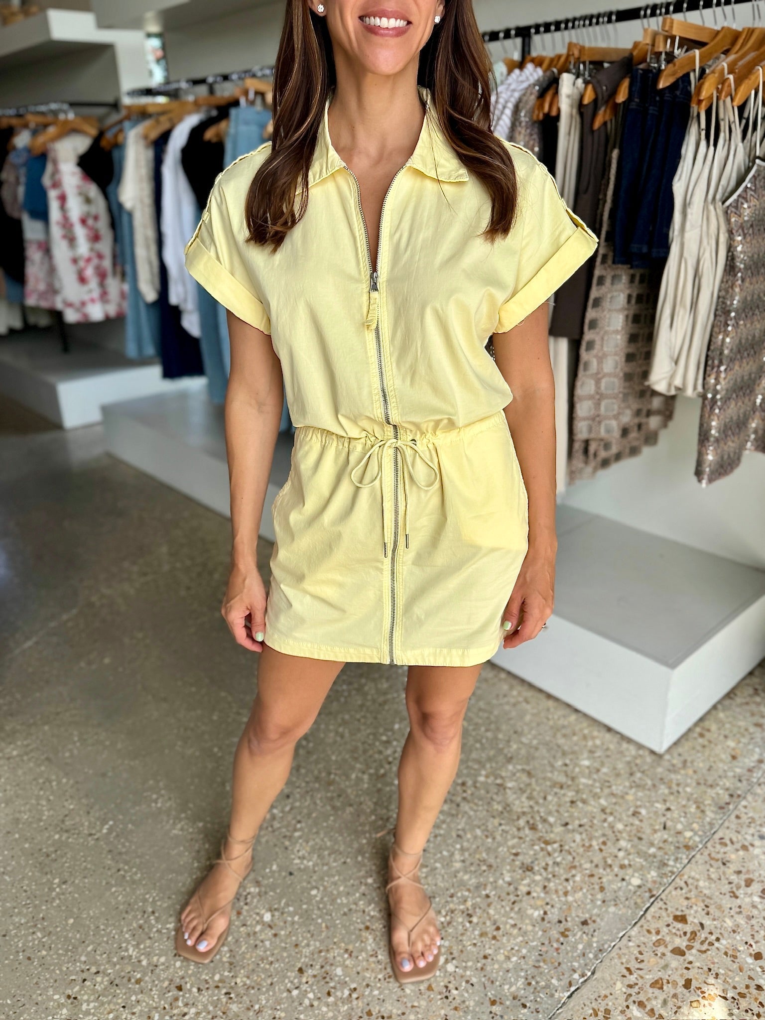 Pistola Meg Zip Front Dress in Lemondade