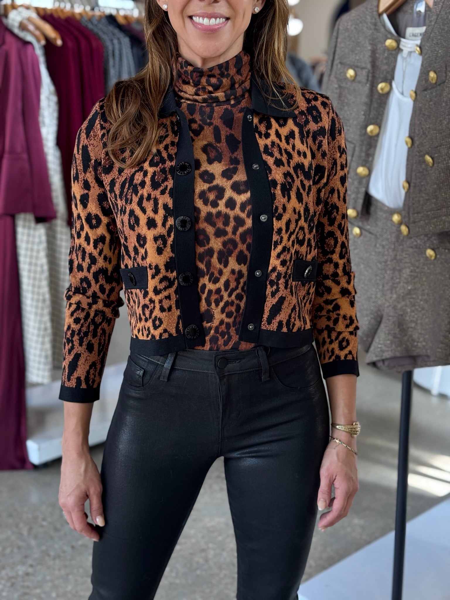LEOPARD OSIRIS JACQUARRD COLLARD CARDI - Amor Lafayette