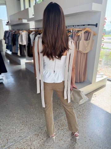 Light Beige Le Sleek Straight Corduroy Jean - Amor Lafayette