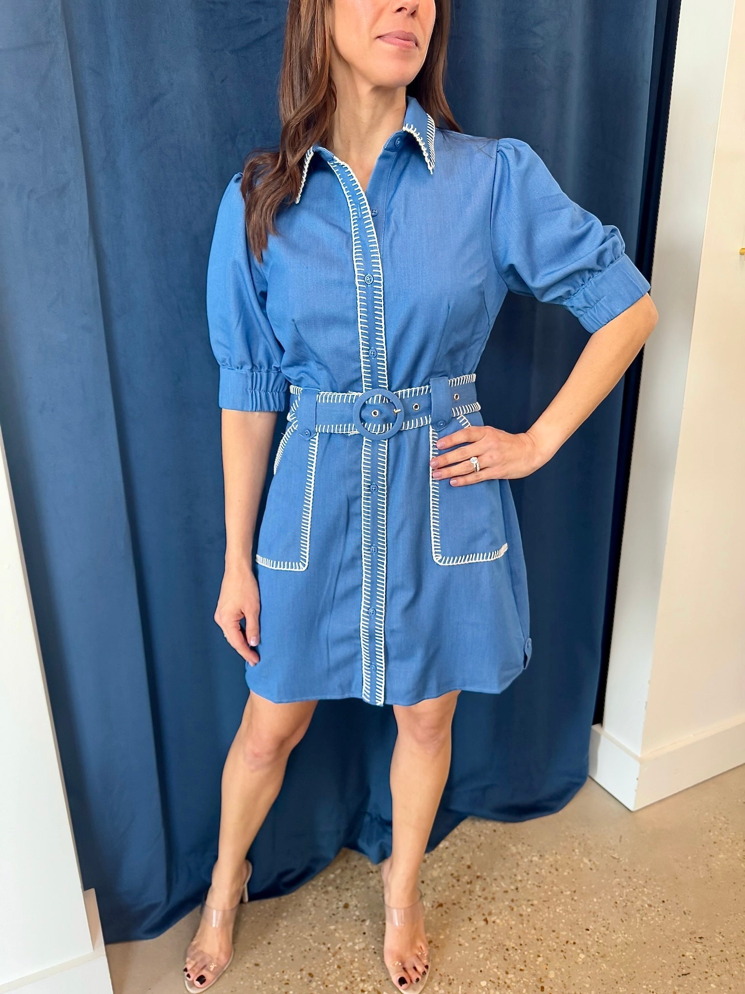 Light Blue Gelso Denim Dress - Amor Lafayette