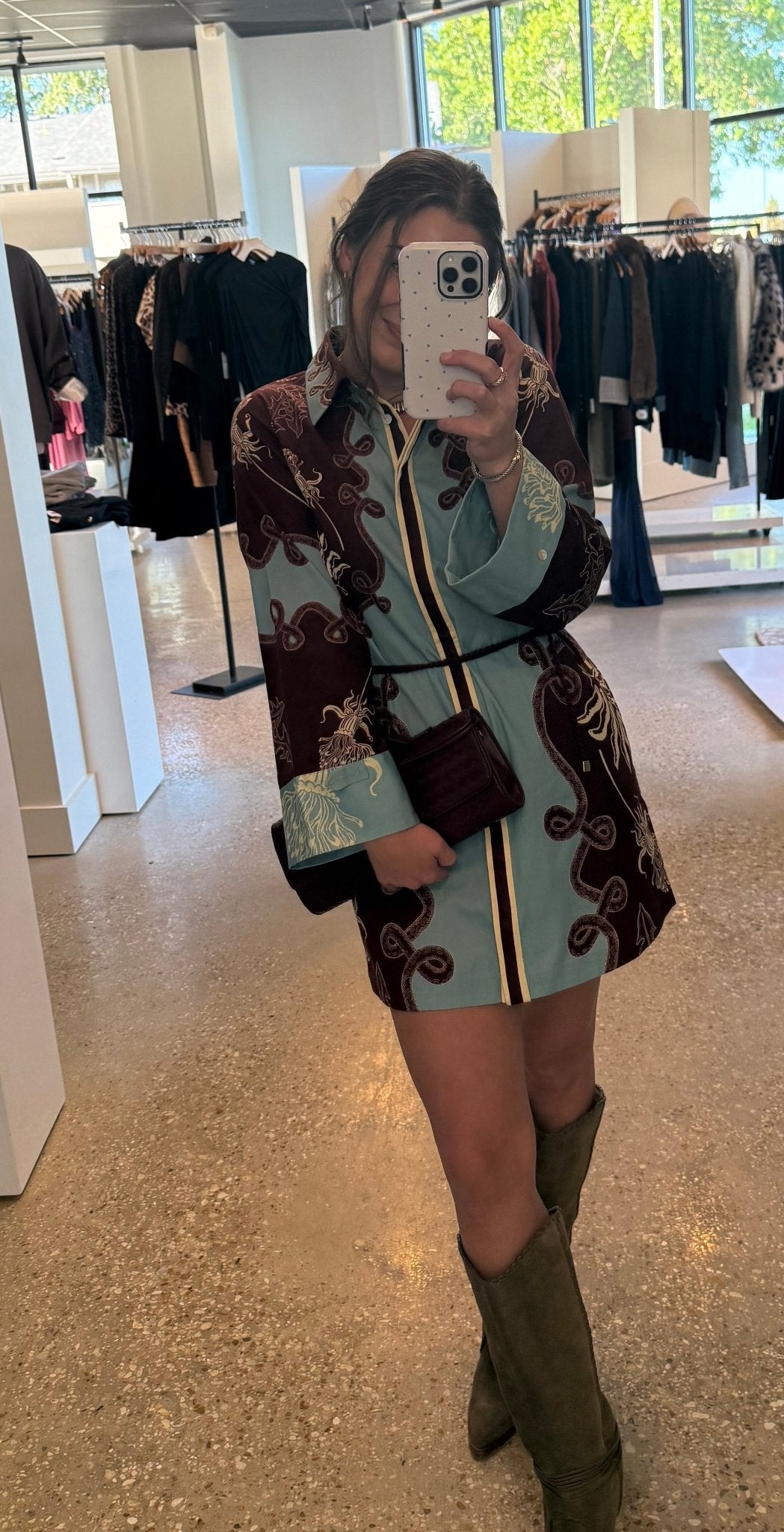 Light Blue/Maroon Avery Dress - Amor Lafayette