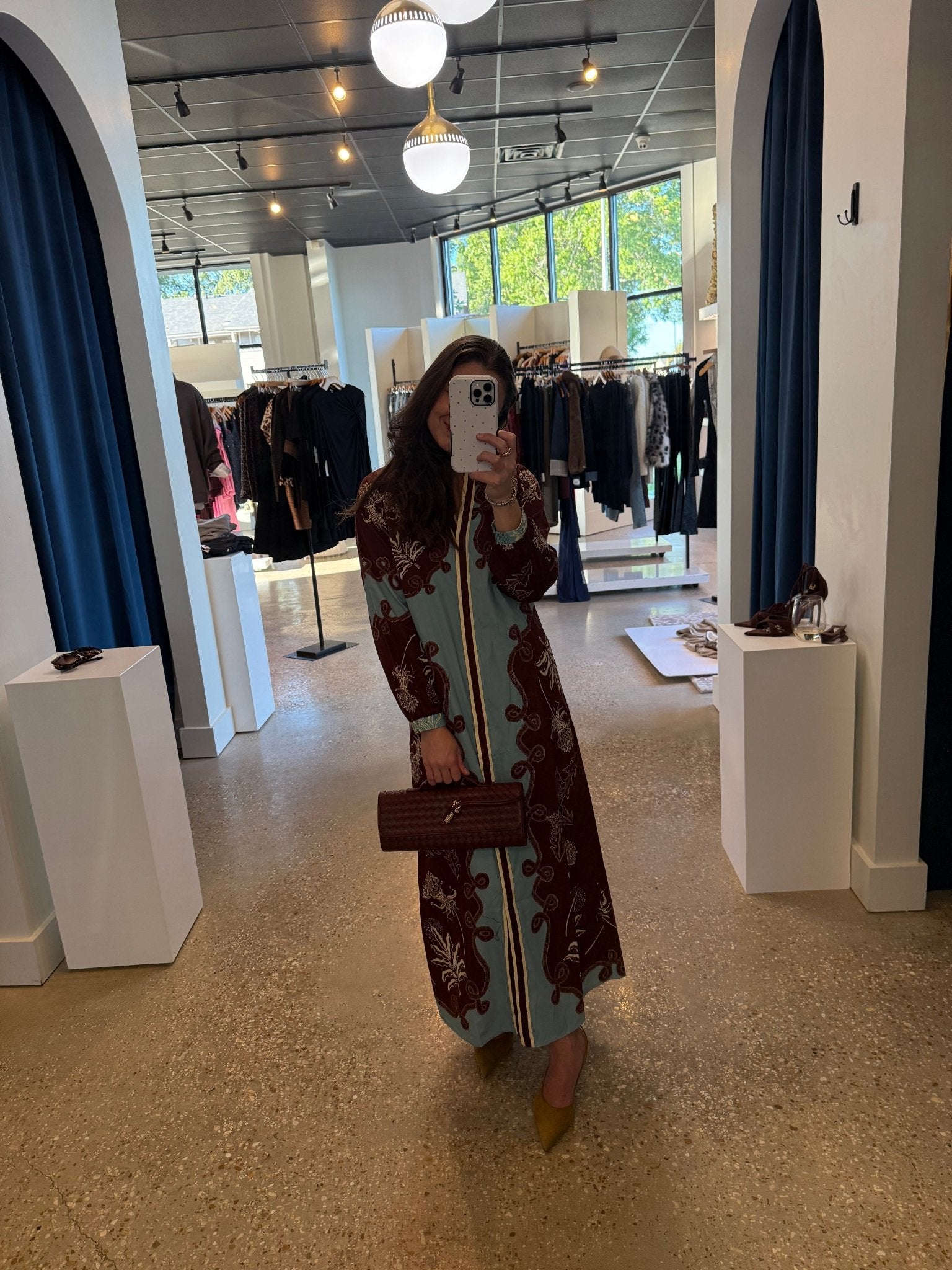 Light Blue/Maroon Riley Caftan - Amor Lafayette