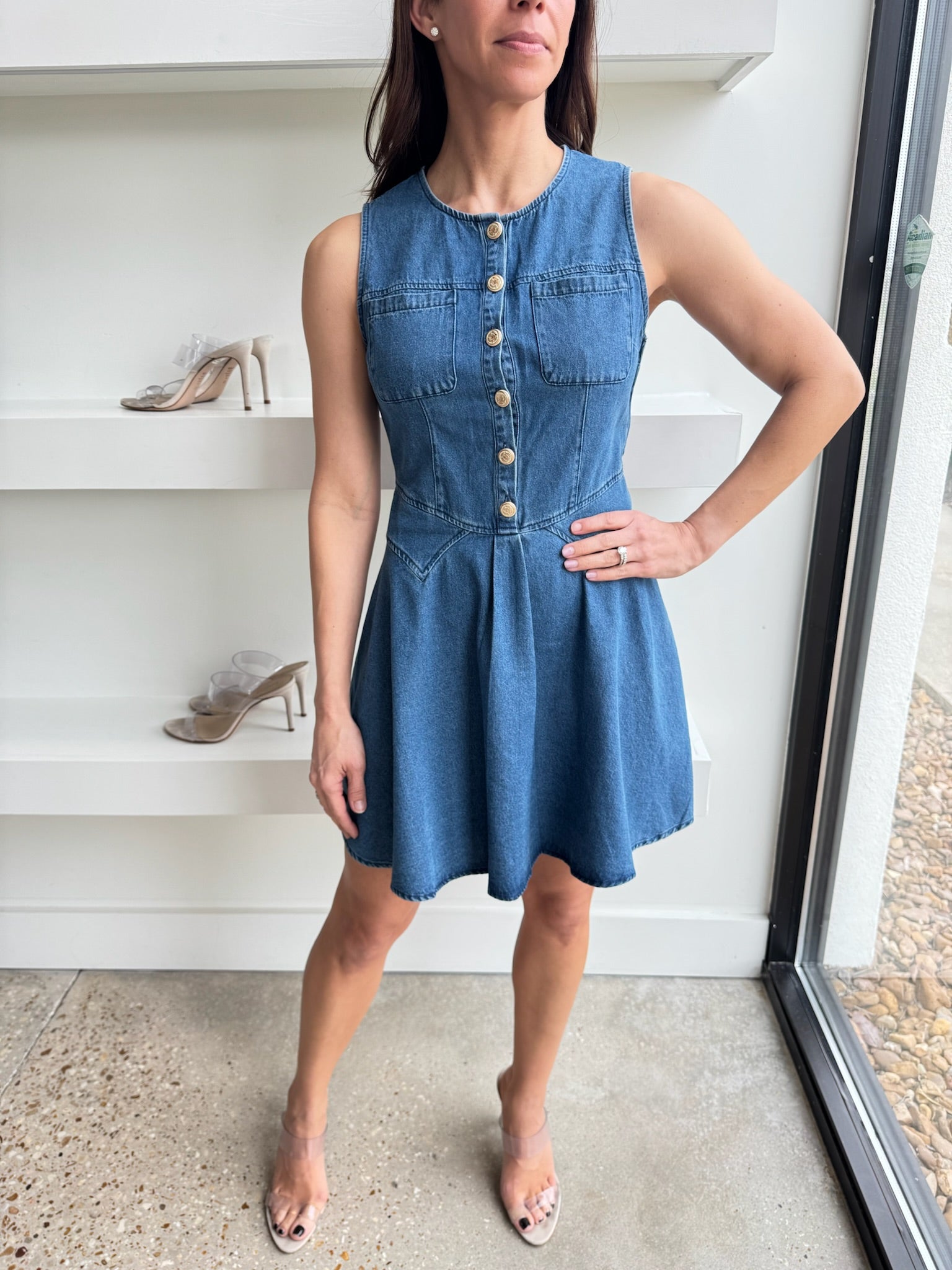 Light Denim Cotton Blend Dress - Amor Lafayette