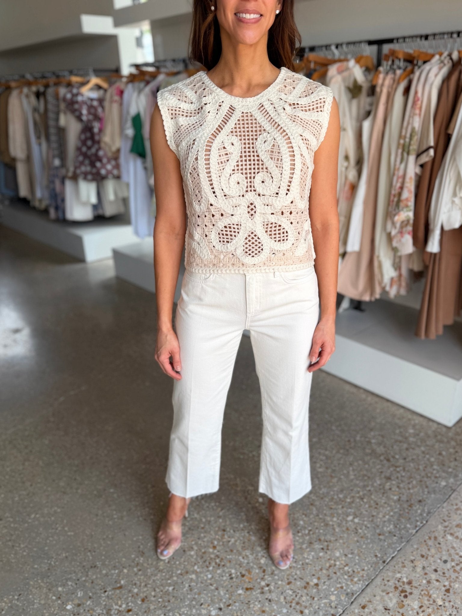 Light Ecru Wanda Crop Wide Leg - Amor Lafayette