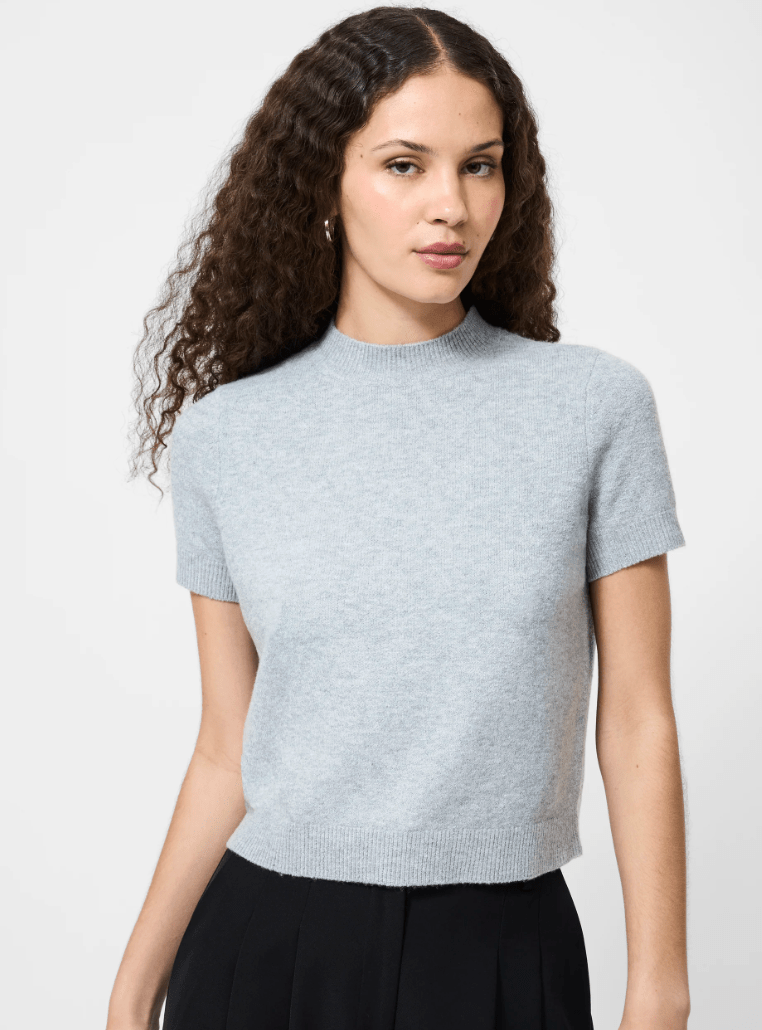 Light Grey Vhari Knit Mock Neck Top - Amor Lafayette