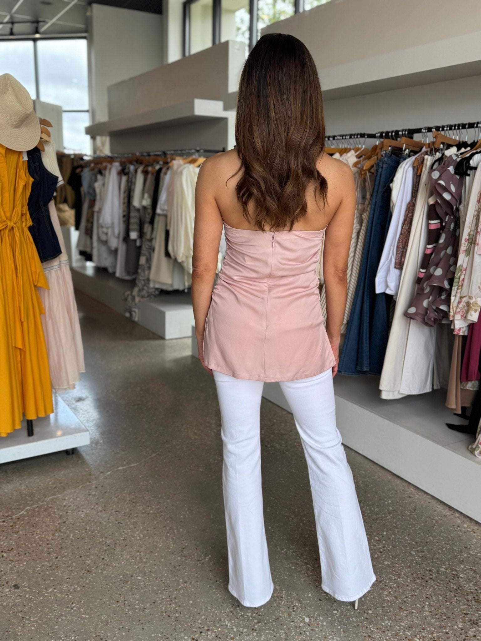 Light Pink Londyn Lyocell Ruched Tube Top - Amor Lafayette