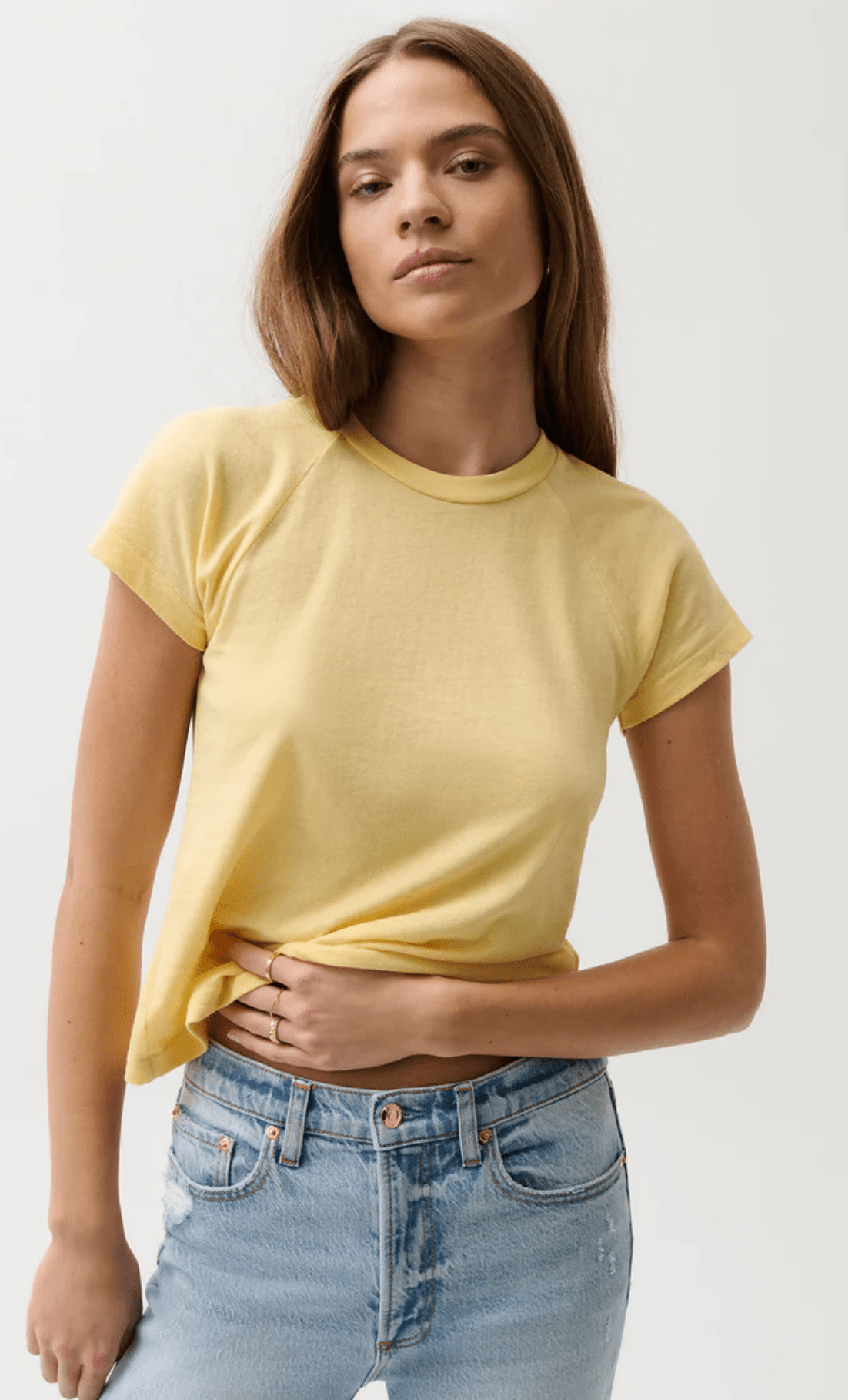Light Tumeric Ryn Shrunken Raglan Tee - Amor Lafayette