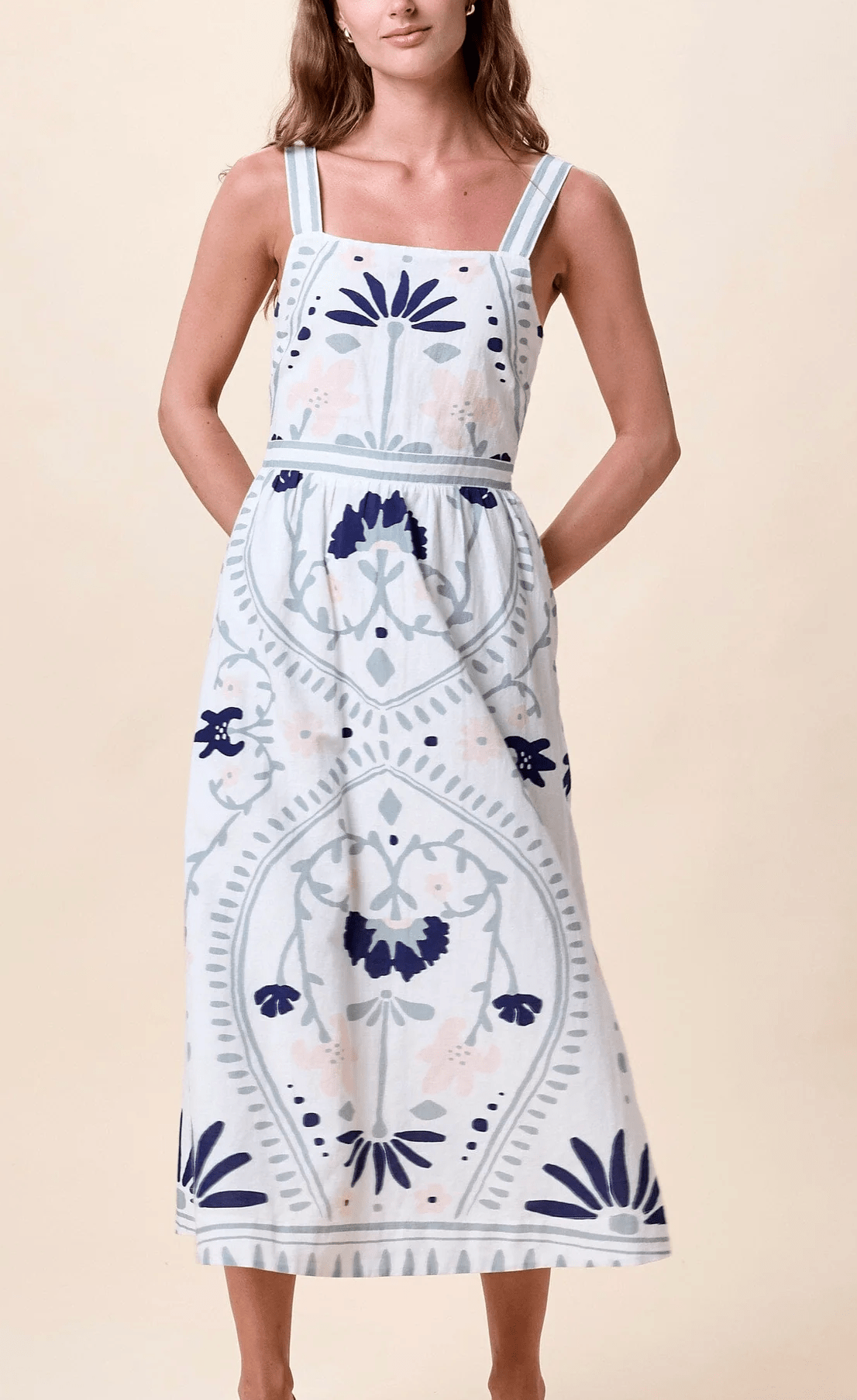 Liliana Blue Surf Carmen Midi Dress - Amor Lafayette