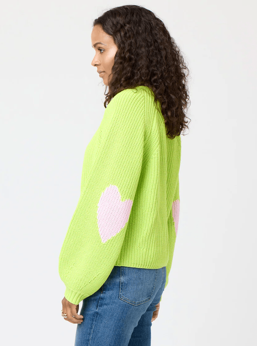 Lime Green Ricki Imperfect Heart Sweater - Amor Lafayette