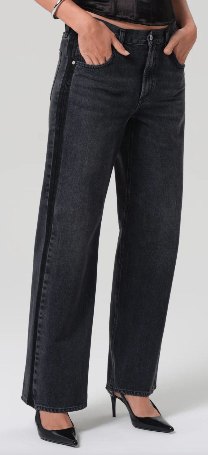 LINDZ L/R EASY STRAIGHT W/ TUXEDO STRIPE IN KURO - Amor Lafayette