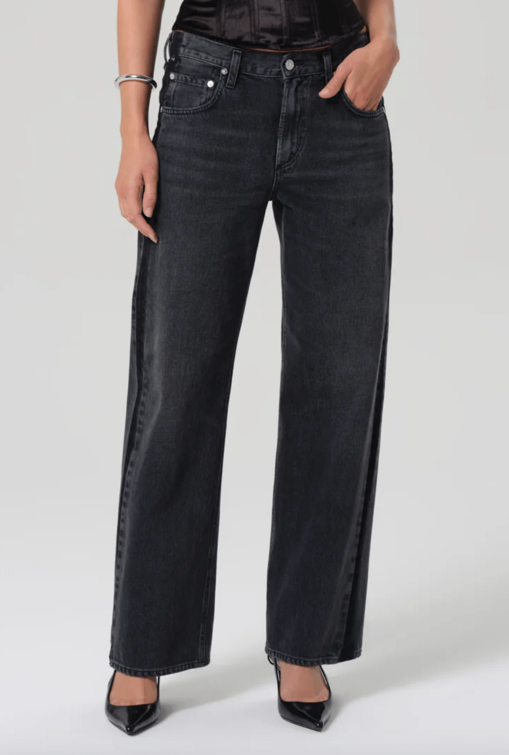 LINDZ L/R EASY STRAIGHT W/ TUXEDO STRIPE IN KURO - Amor Lafayette