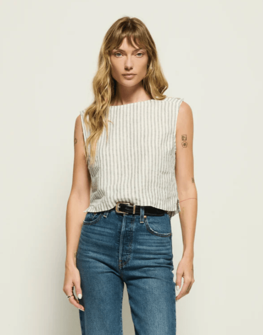 Linen Stripe Cara Tank - Amor Lafayette