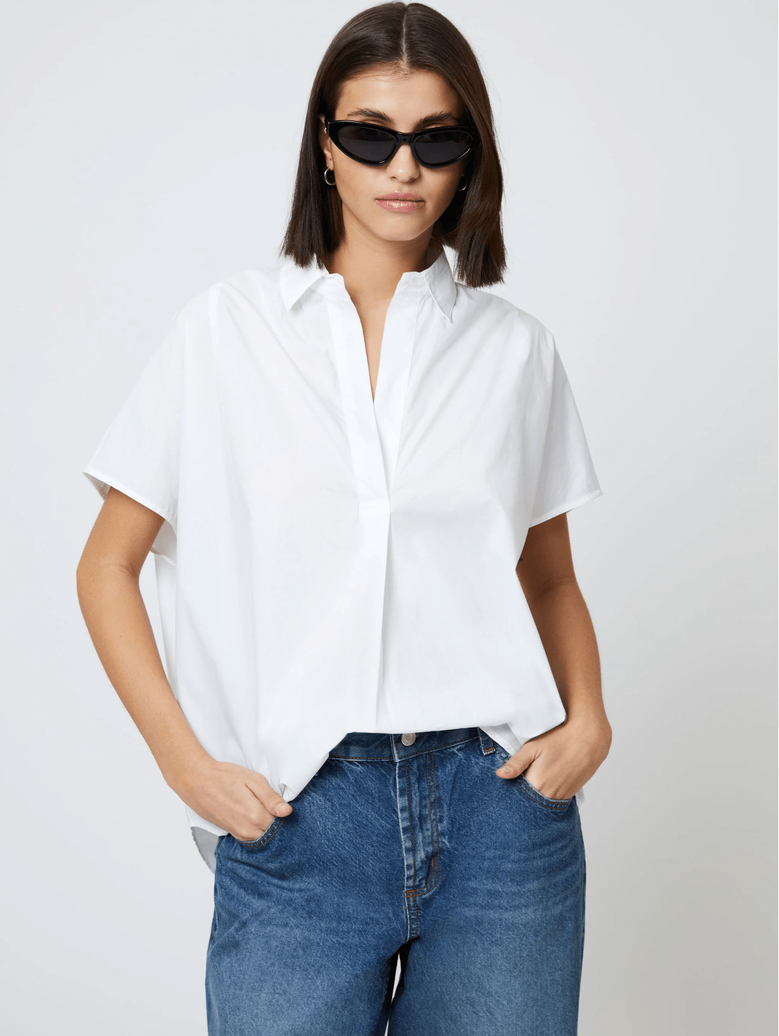 Linen White Cele Rhodes Poplin Top - Amor Lafayette