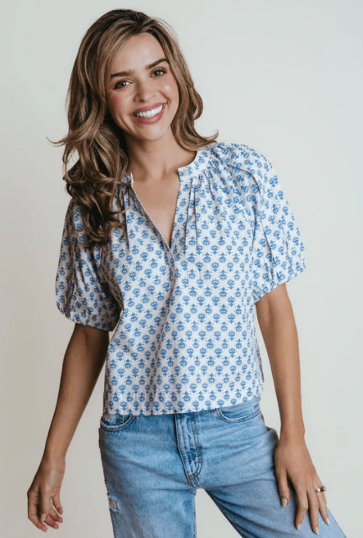 Lotus Henley Blouse - Amor Lafayette