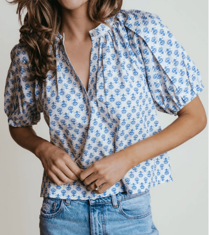 Lotus Henley Blouse - Amor Lafayette