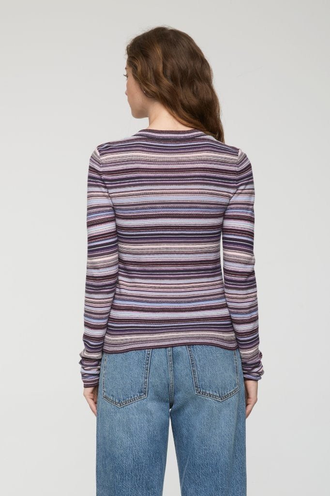 LOVINA STRIPE MADISON LONG SLEEVE CREW NECK SWEATER TEE - Amor Lafayette