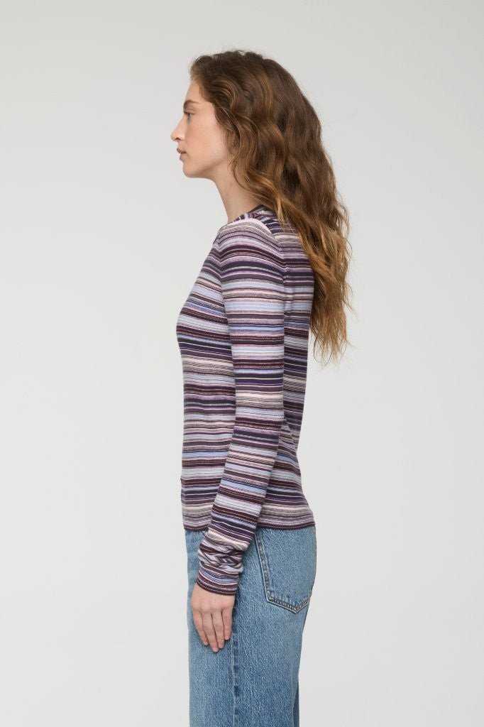 LOVINA STRIPE MADISON LONG SLEEVE CREW NECK SWEATER TEE - Amor Lafayette