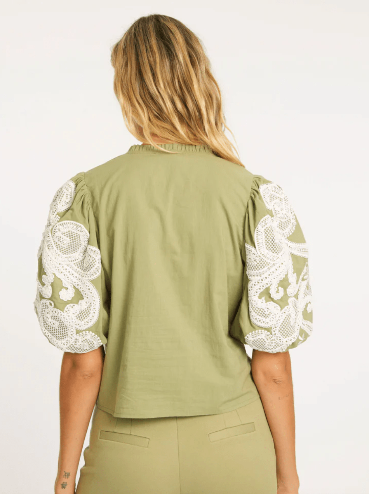 Lucia Sage Embroidery Top - Amor Lafayette