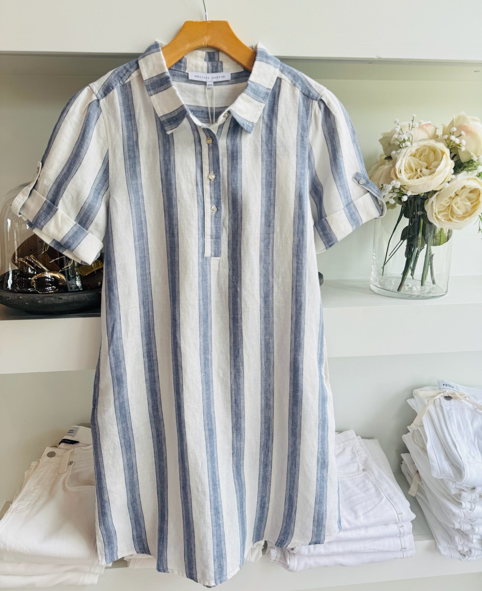Lucy Blue Denim Stripe Dress - Amor Lafayette