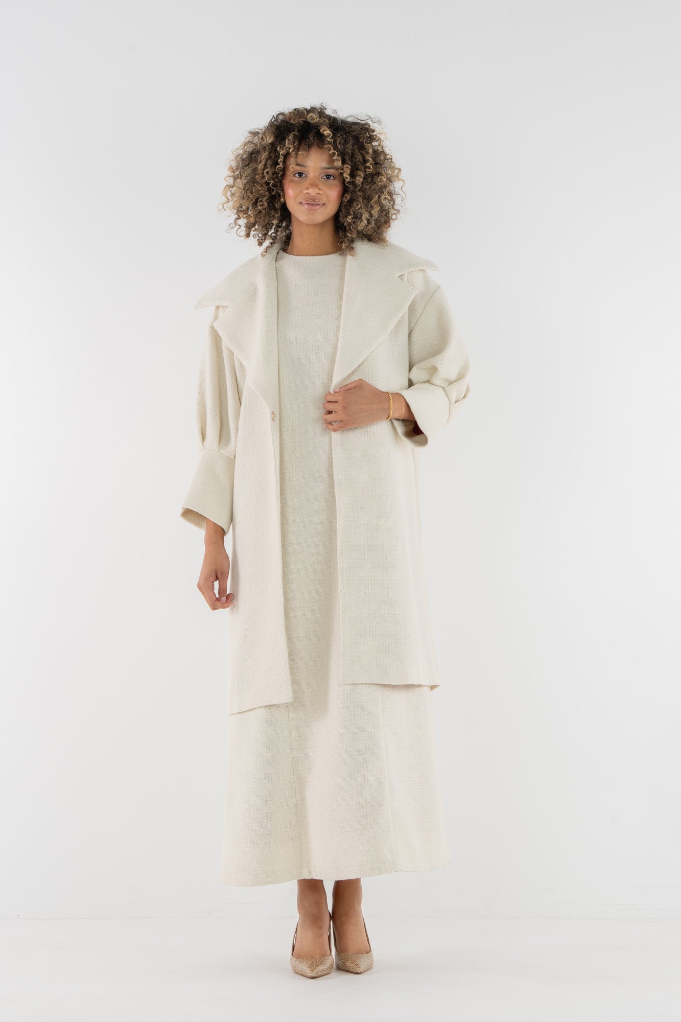 Manhattan Coat - Sandshell Boucle - Amor Lafayette