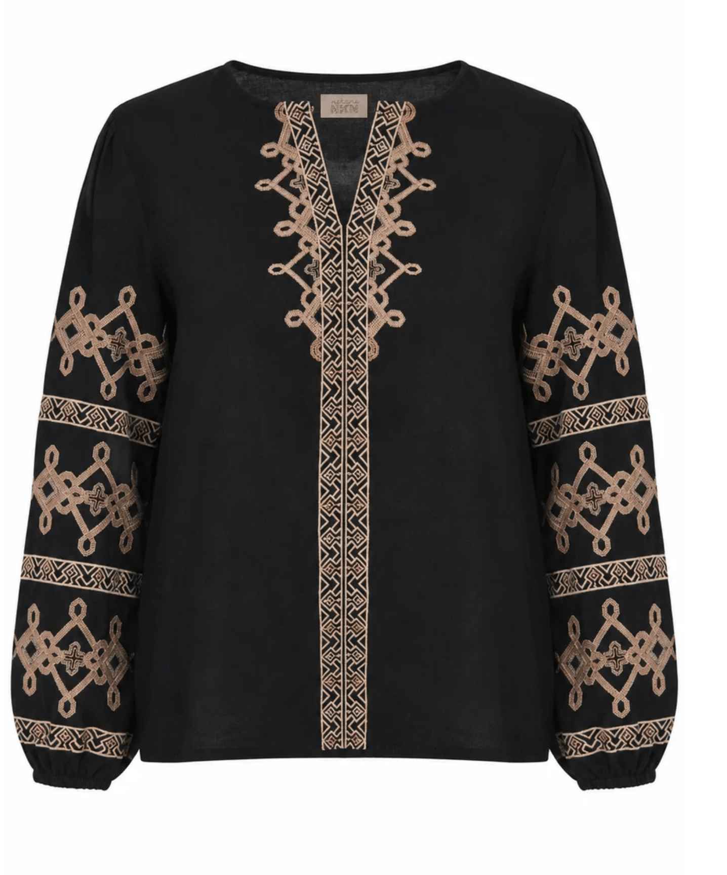 MAO BLOUSE BORDER PRINT - BLACK - Amor Lafayette