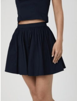 Marine Cotton Sateen Mini Skirt - Amor Lafayette