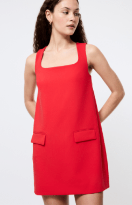 Mars Red Whisper Square Neck Mini Dress - Amor Lafayette