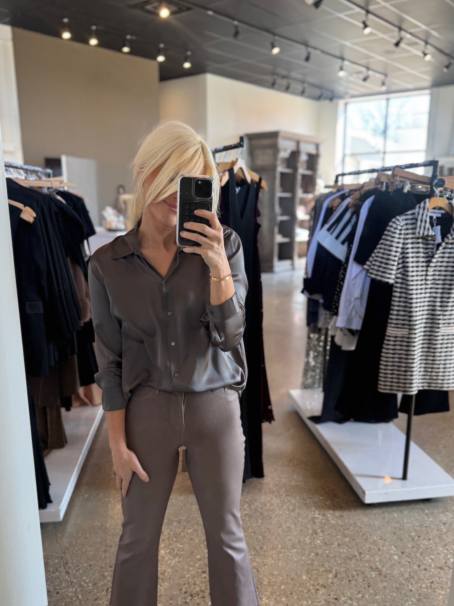 Medium Grey Tyler L/S Blouse - Amor Lafayette