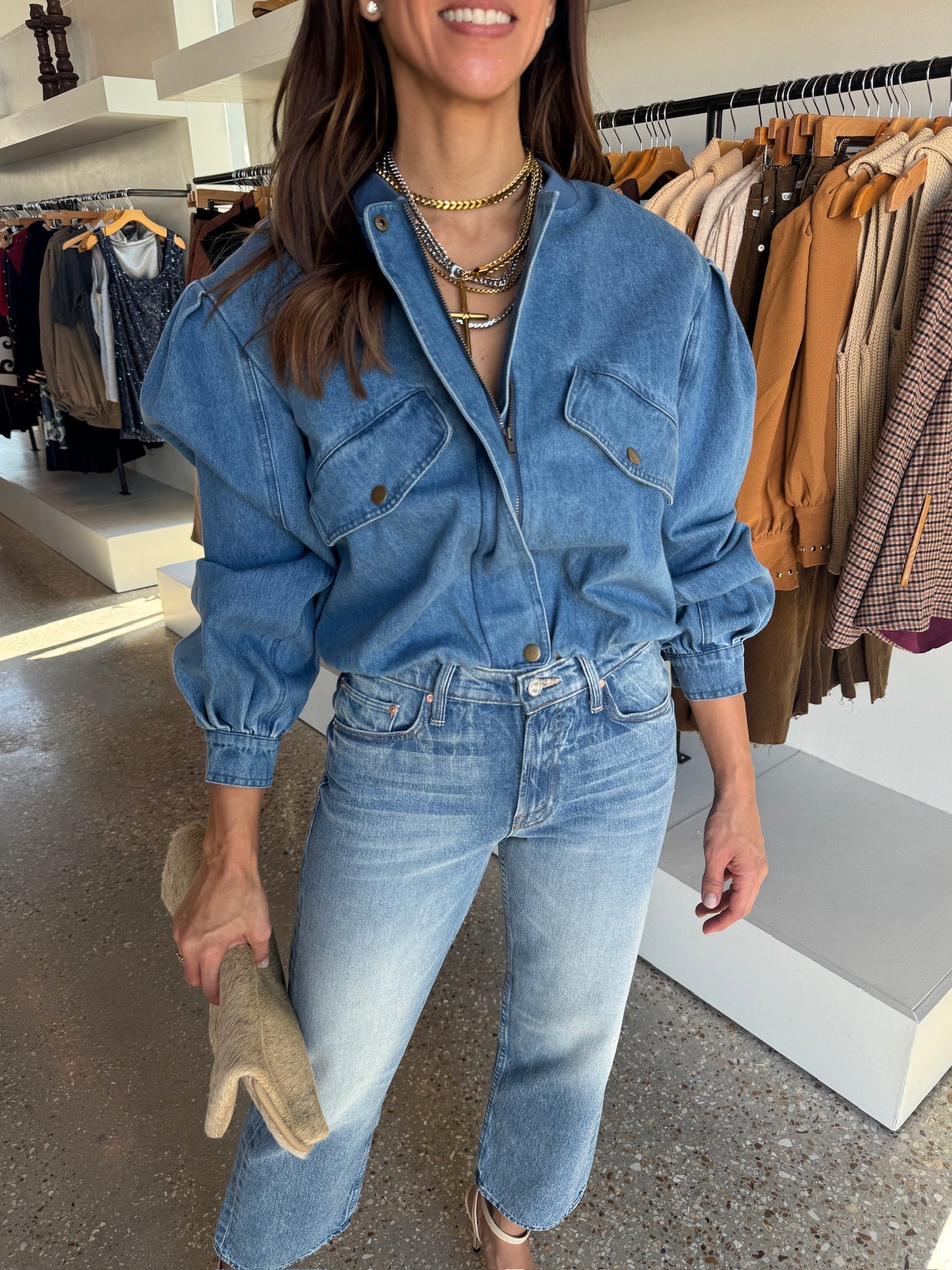 Medium Wash Lyria Denim Jacket - Amor Lafayette