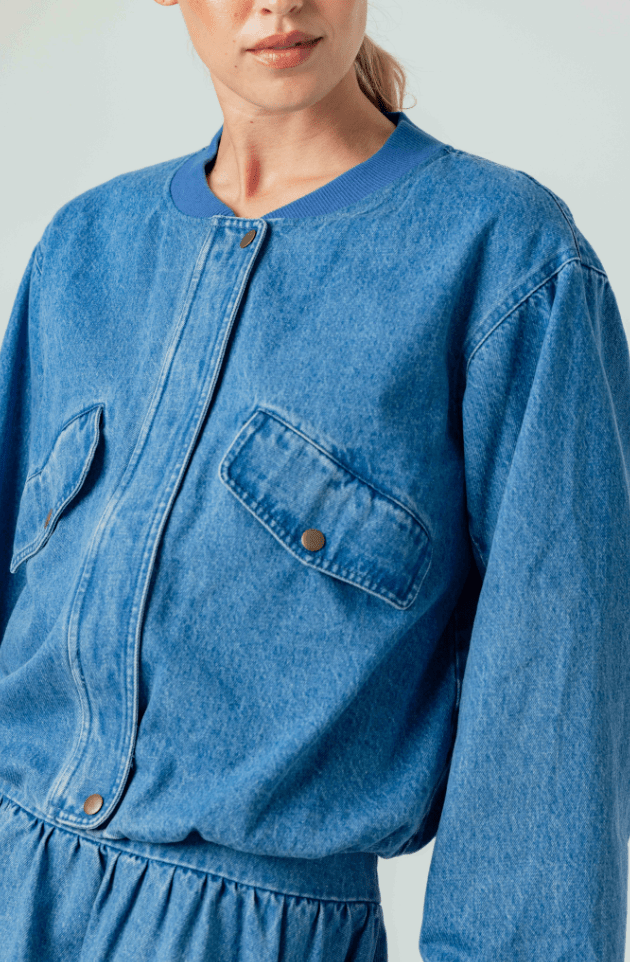 Medium Wash Lyria Denim Jacket - Amor Lafayette