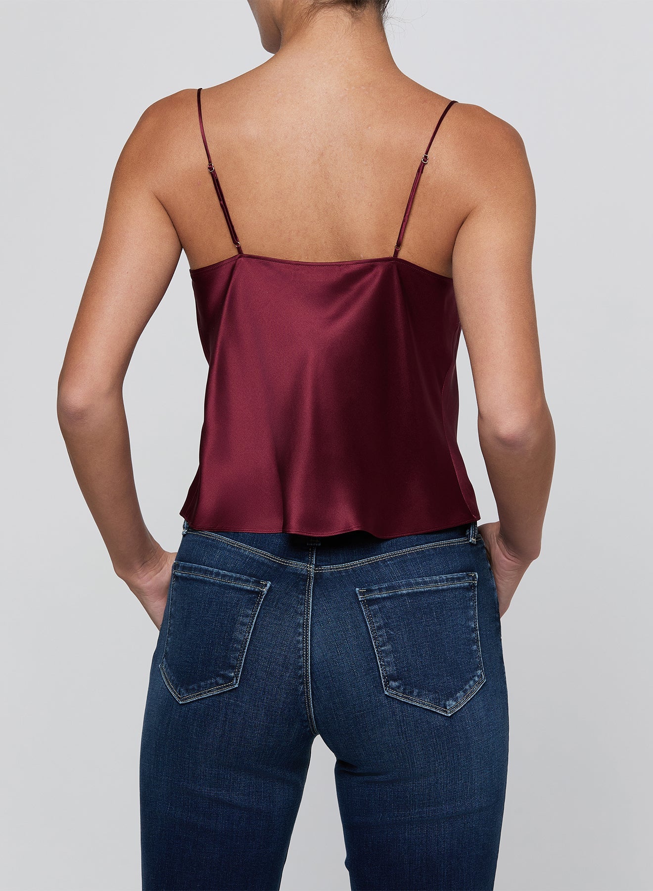 MERLOT RED CALISTA COWL NECK CAMI - Amor Lafayette